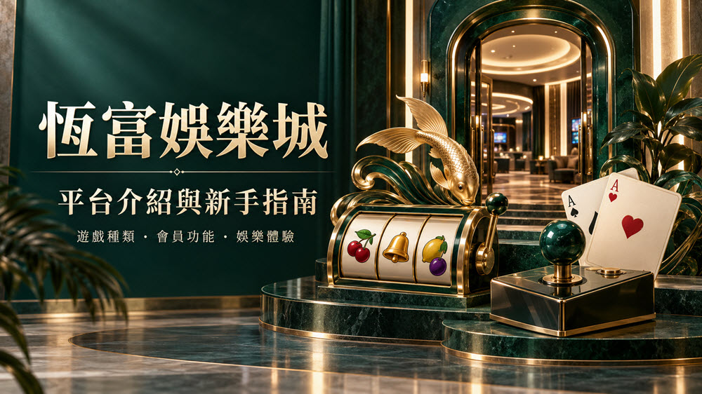 恆富娛樂城平台介紹與新手指南封面，搭配多種遊戲主題元素
